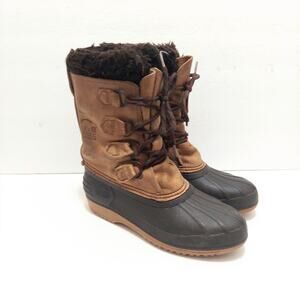 Sorel Badger Waterproof Snow Boot Wool Lined Rubber Leather Women's Size 6